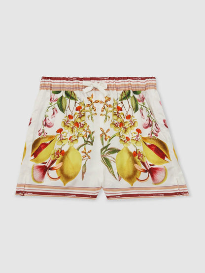 9-13 yrs  | NYBG Satin Floral-Print Shorts Ivory | Children & Baby