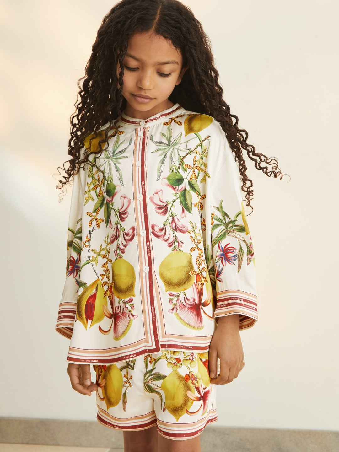9-13 yrs  | NYBG Satin Floral-Print Shirt Ivory | Children & Baby