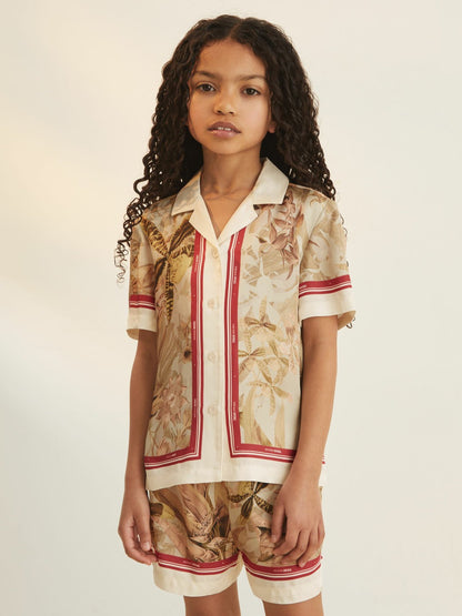 9-13 yrs  | NYBG Satin Floral-Print Shirt Khaki | Children & Baby