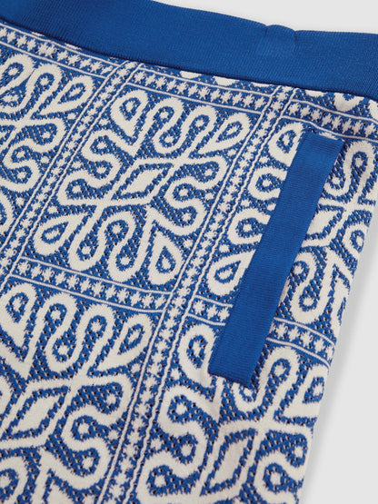Tile Pattern Knit Shorts Blue/White | Men