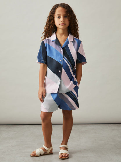 9-13 yrs Printed Cuban Collar Shirt Blue Print | Children & Baby