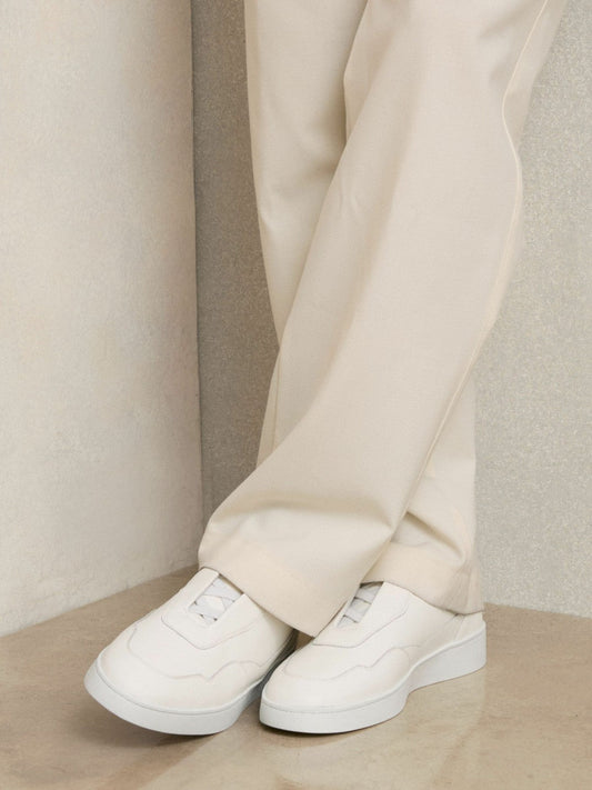 Leather Elasticated-Lace Trainers White | Men