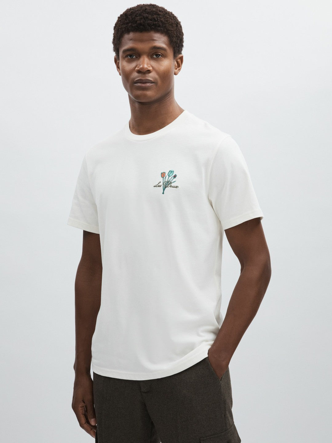 Les Deux 100% Cotton Café Print T-Shirt Ivory Print | Men