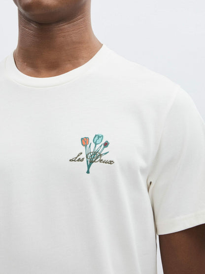 Les Deux 100% Cotton Café Print T-Shirt Ivory Print | Men