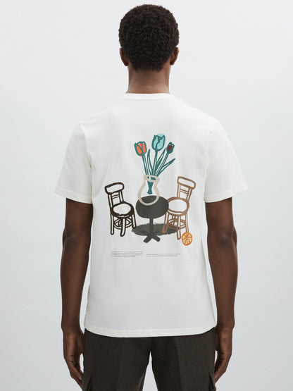 Les Deux 100% Cotton Café Print T-Shirt Ivory Print | Men
