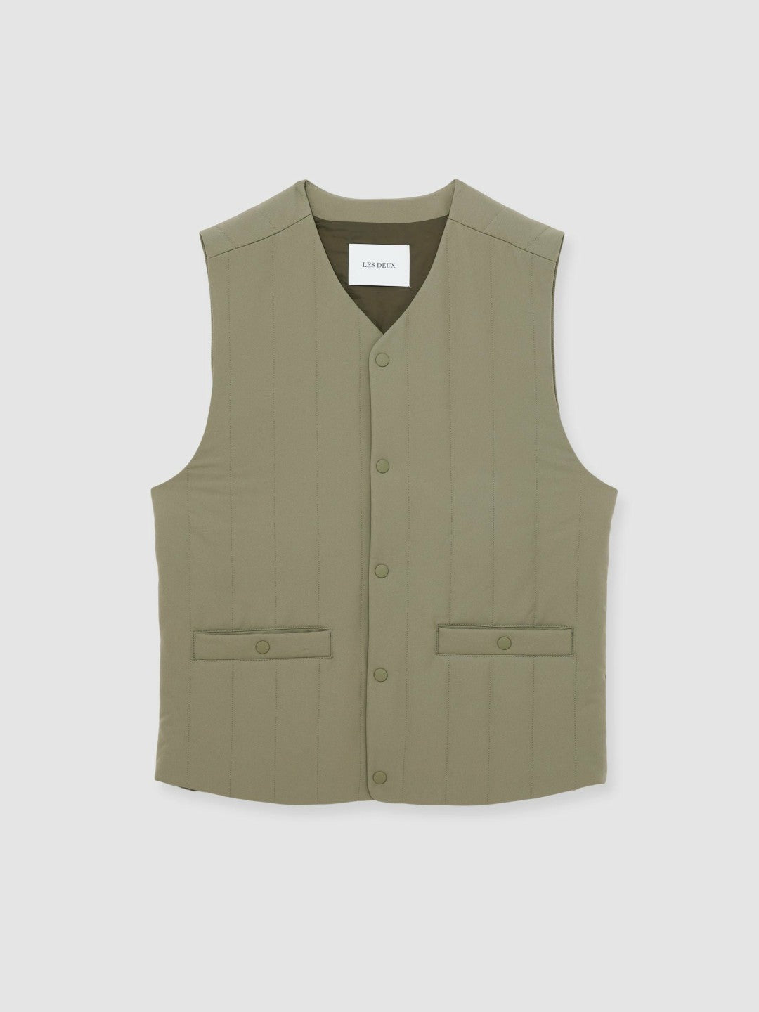 Les Deux Quilted Technical Gilet Green | Men