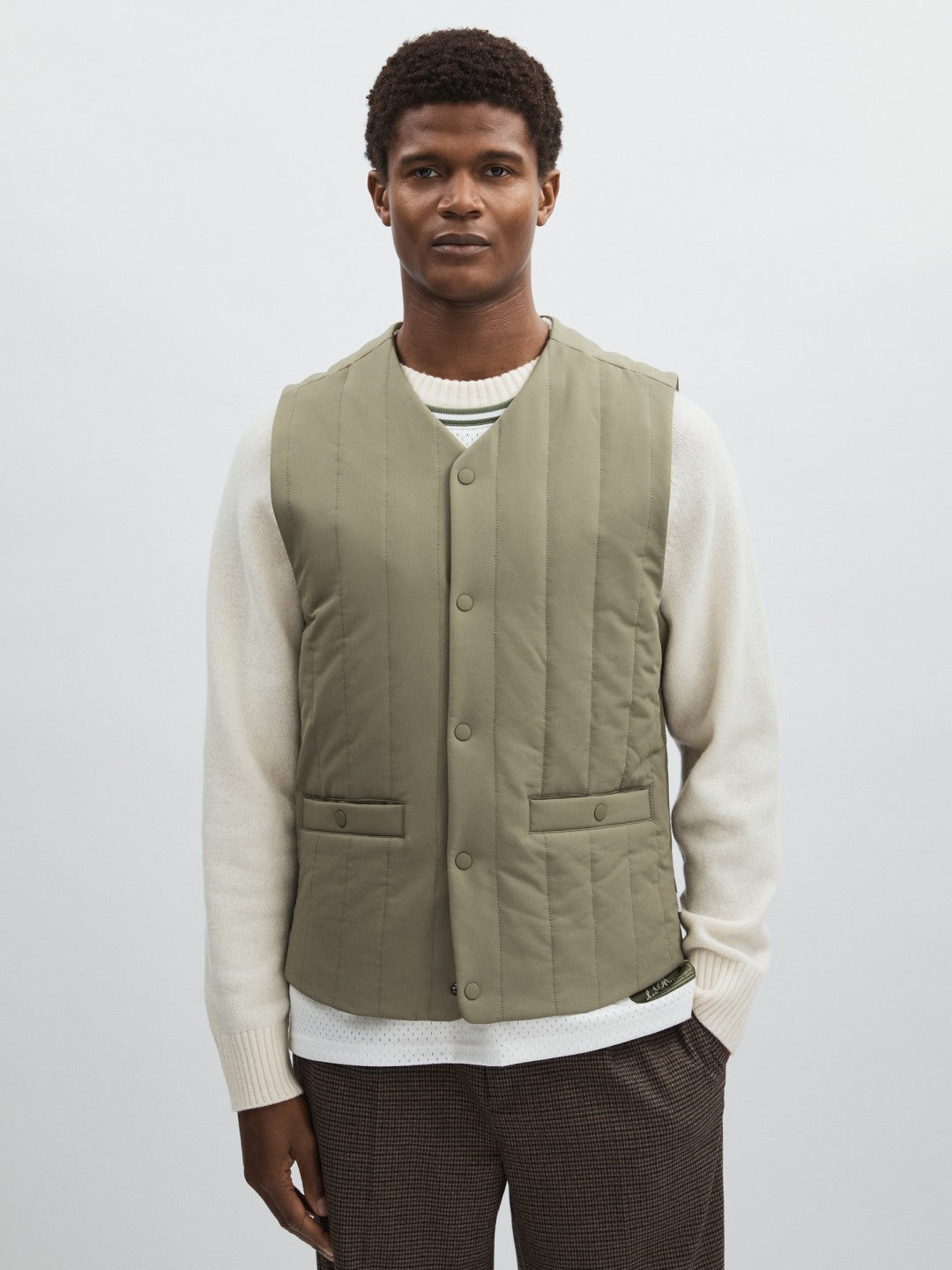 Les Deux Quilted Technical Gilet Green | Men