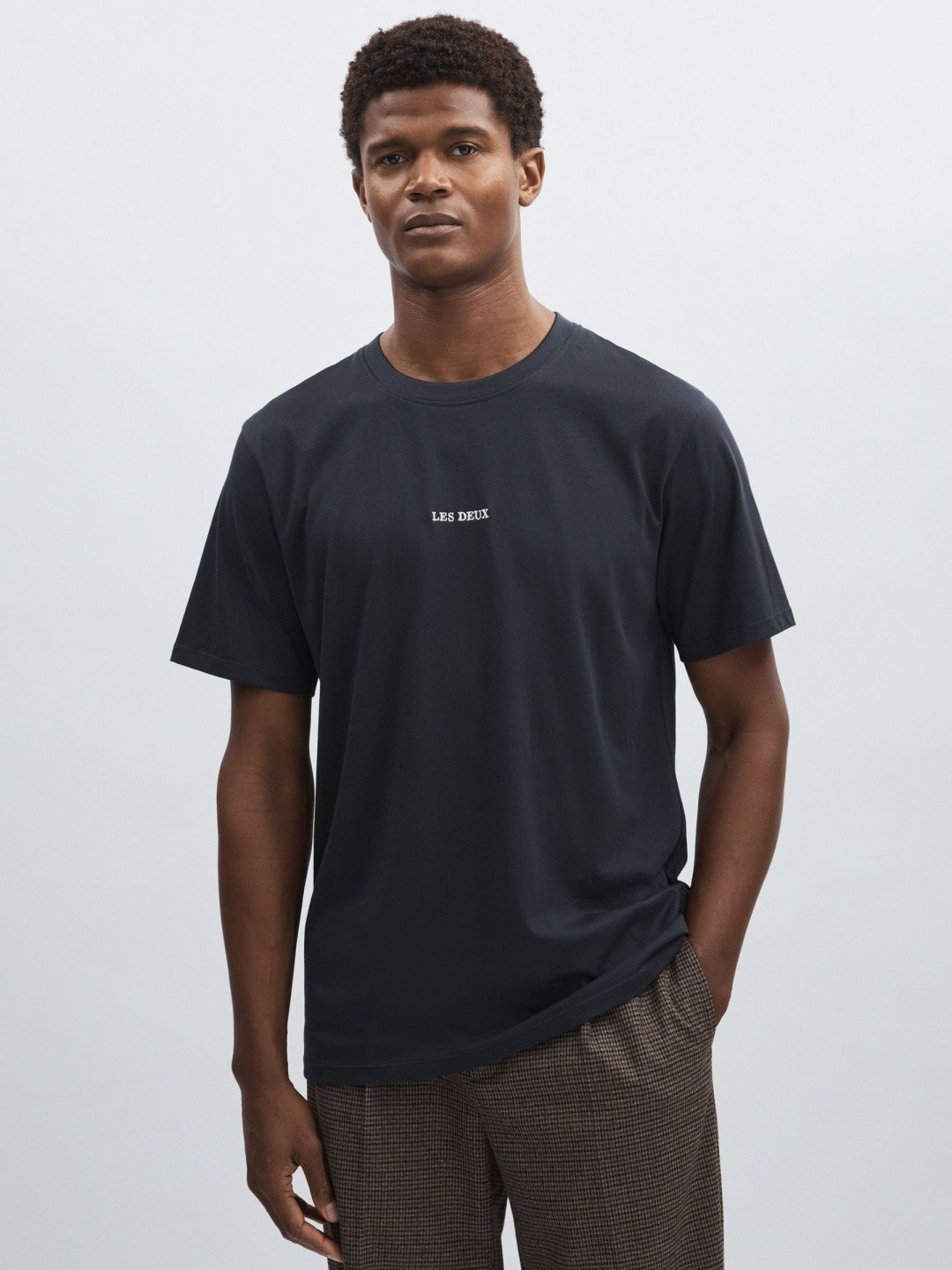 Les Deux Cotton Logo T-Shirt Navy Blue | Men