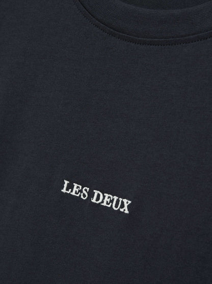 Les Deux Cotton Logo T-Shirt Navy Blue | Men