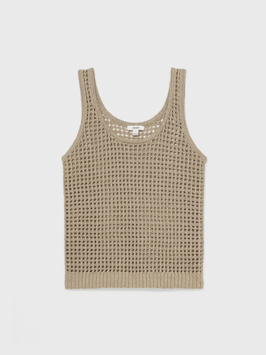 Linen Open Knit Vest Stone | Women