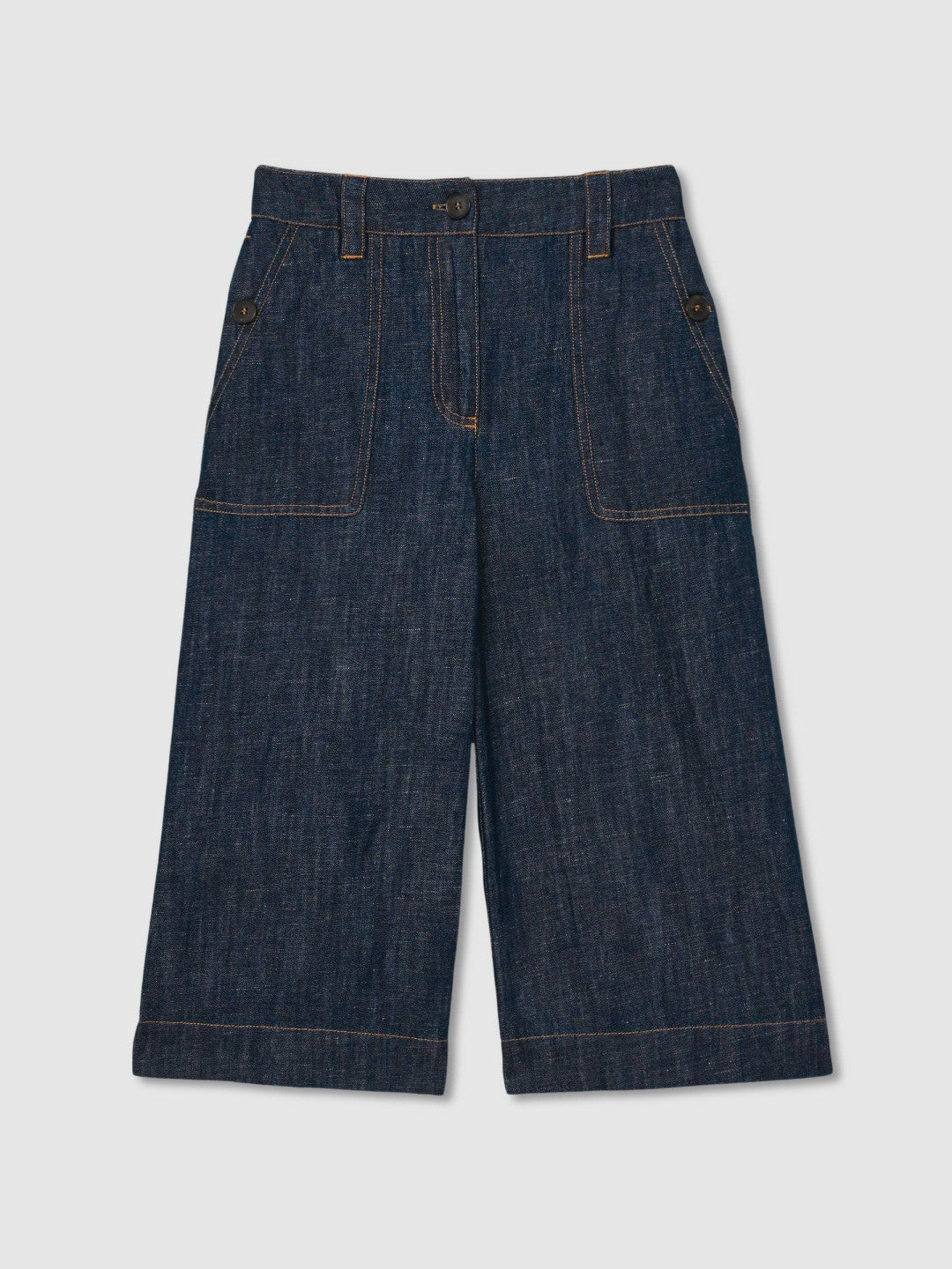 9-13 yrs Cotton-Linen Wide Leg Trousers Indigo | Children & Baby