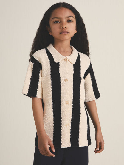 9-13 yrs  | Les 100 Ciels Stripe Knit Shirt Black | Children & Baby