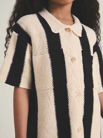 9-13 yrs  | Les 100 Ciels Stripe Knit Shirt Black | Children & Baby