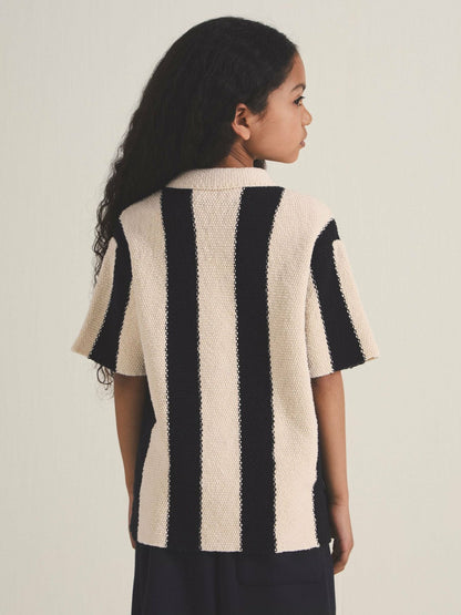 9-13 yrs  | Les 100 Ciels Stripe Knit Shirt Black | Children & Baby