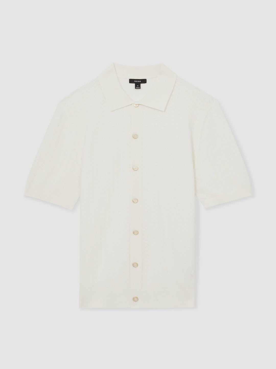 Textured Knit Button-Through Shirt White | Men