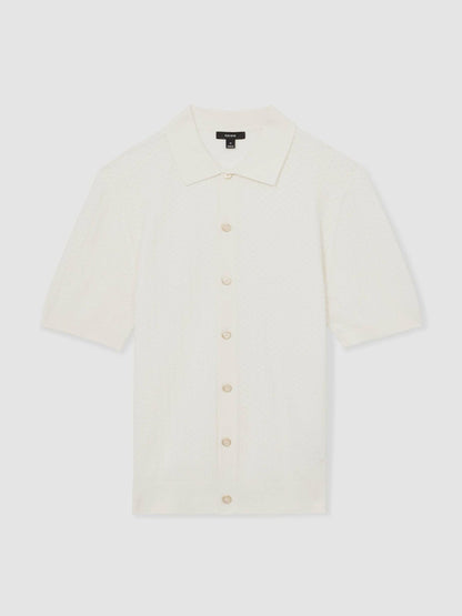 Textured Knit Button-Through Shirt White | Men