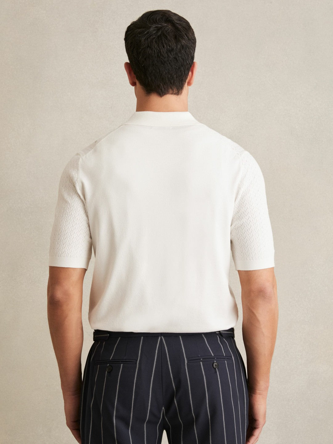 Textured Knit Button-Through Shirt White | Men