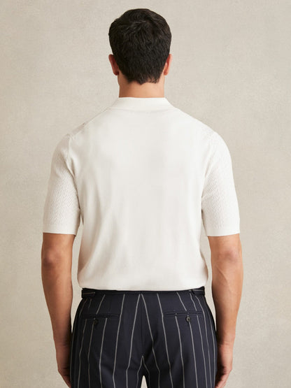 Textured Knit Button-Through Shirt White | Men