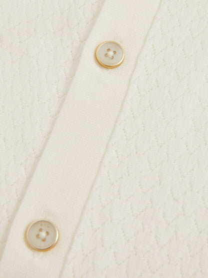 Textured Knit Button-Through Shirt White | Men