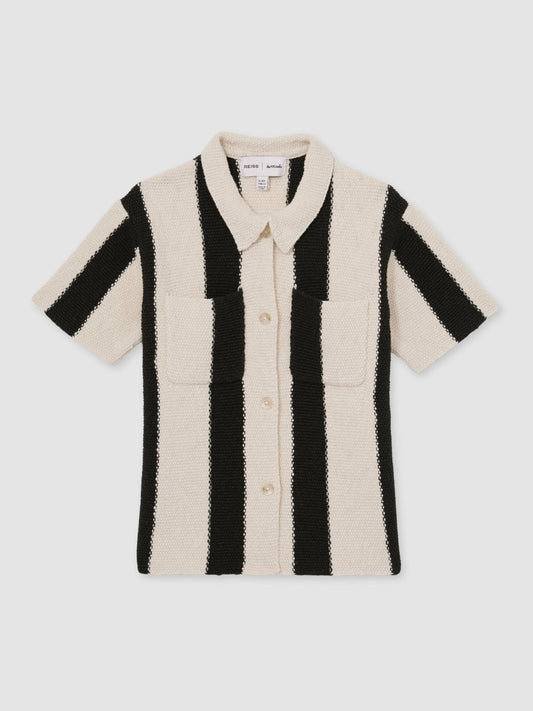 13-14 yrs  | Les 100 Ciels Stripe Knit Shirt Black | Children & Baby