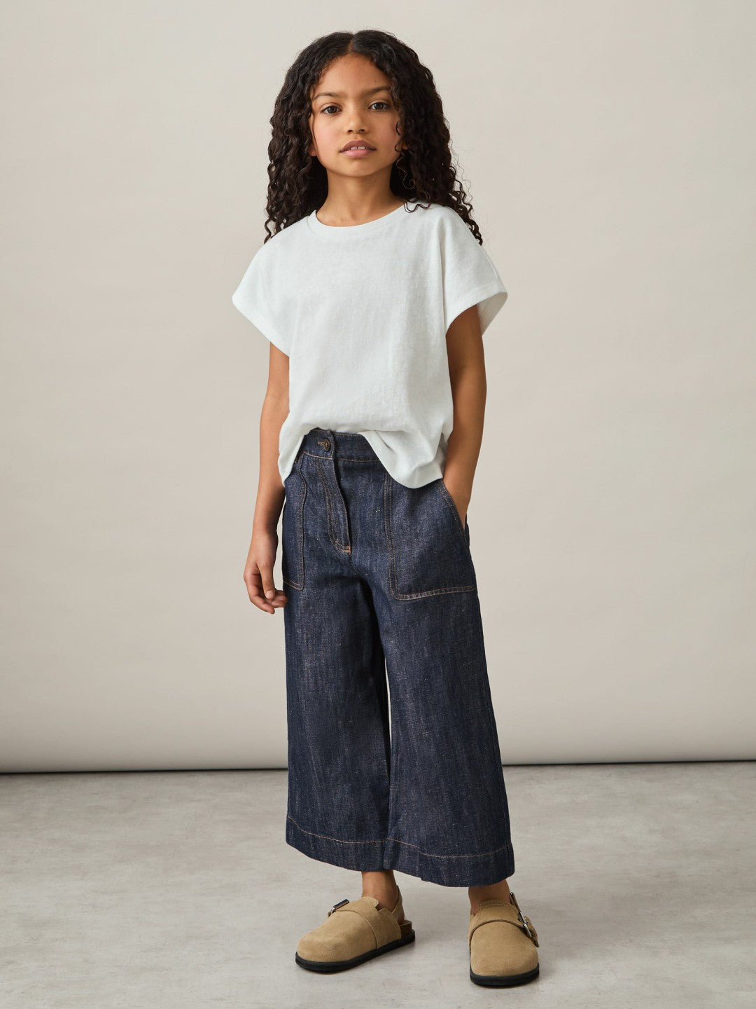 13-14 yrs Cotton-Linen Wide Leg Trousers Indigo | Children & Baby