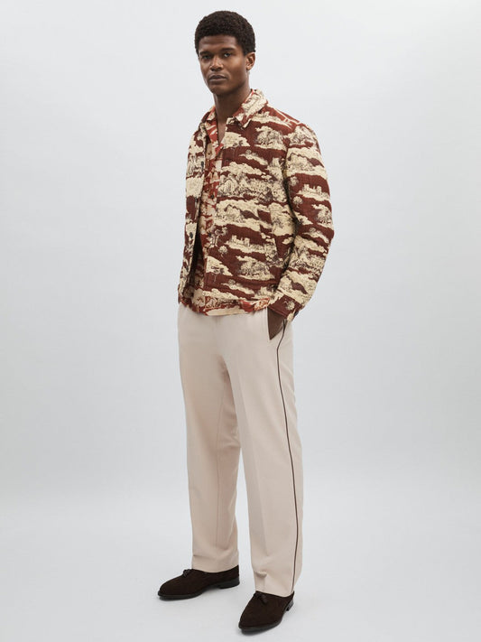 Les Deux Woven Ruins Overshirt Red/Cream | Men