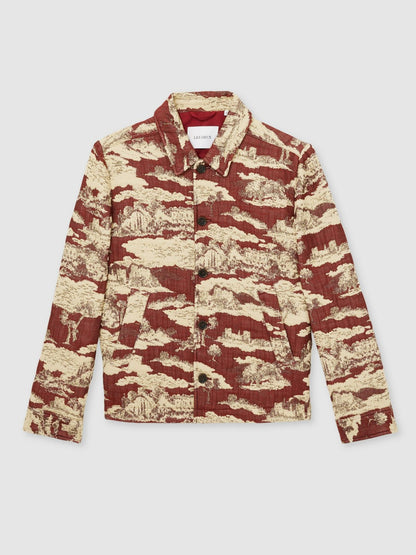Les Deux Woven Ruins Overshirt Red/Cream | Men