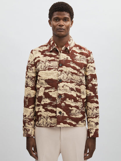 Les Deux Woven Ruins Overshirt Red/Cream | Men