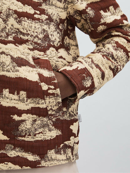 Les Deux Woven Ruins Overshirt Red/Cream | Men