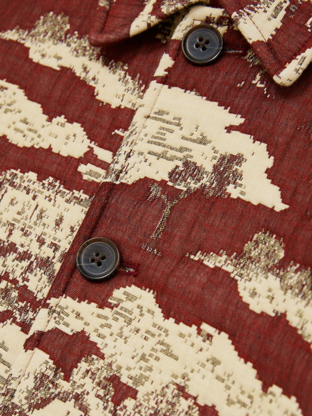 Les Deux Woven Ruins Overshirt Red/Cream | Men