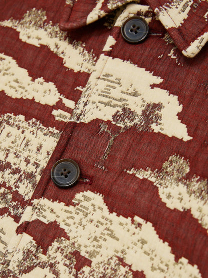 Les Deux Woven Ruins Overshirt Red/Cream | Men