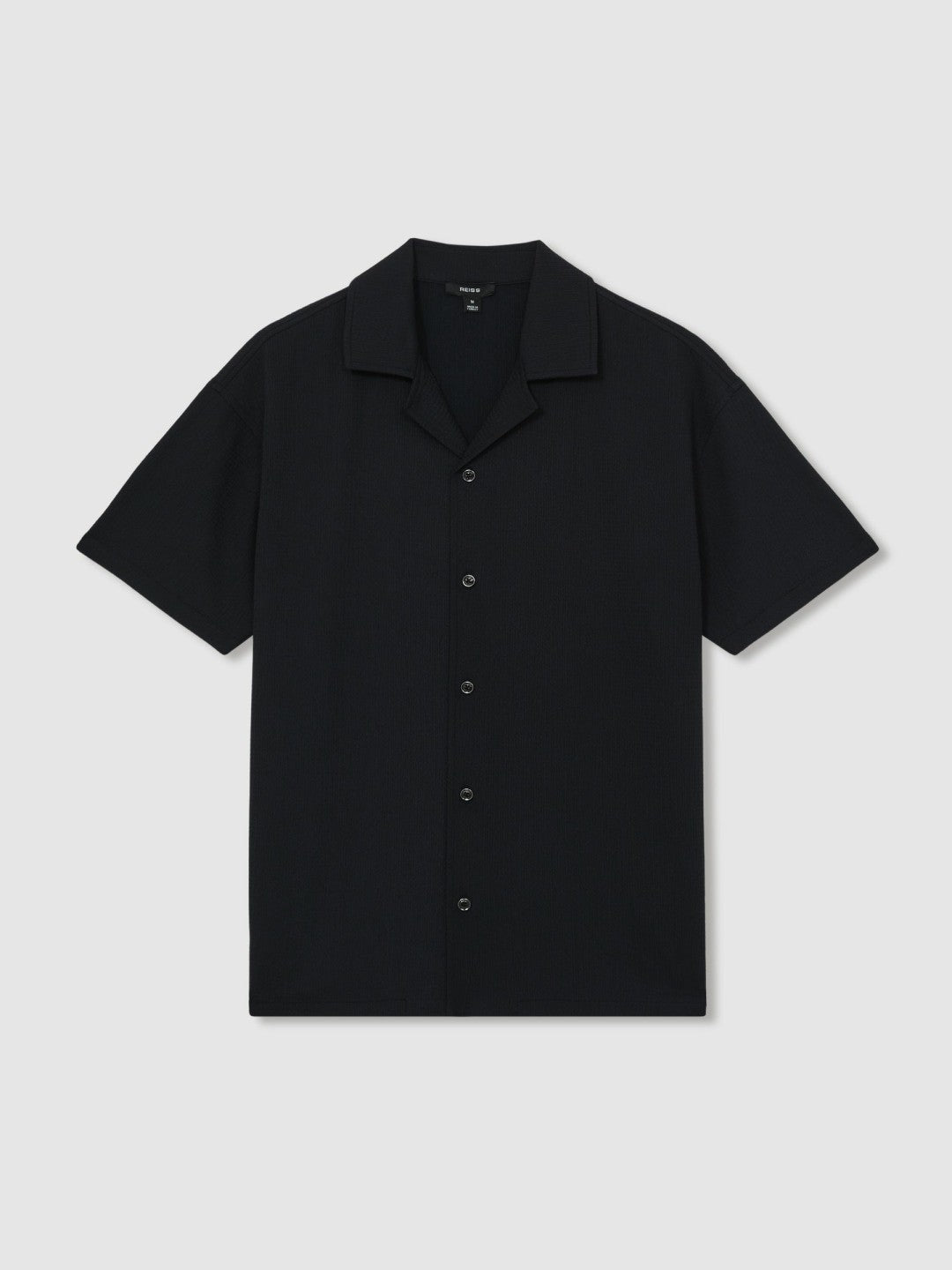 Textured Crepe Cuban Collar Shirt Navy | Men