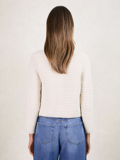 Paige Textured-Knit Cardigan Ivory | Women