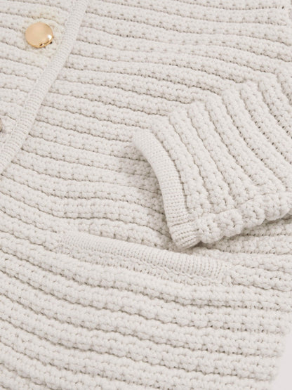 Paige Textured-Knit Cardigan Ivory | Women