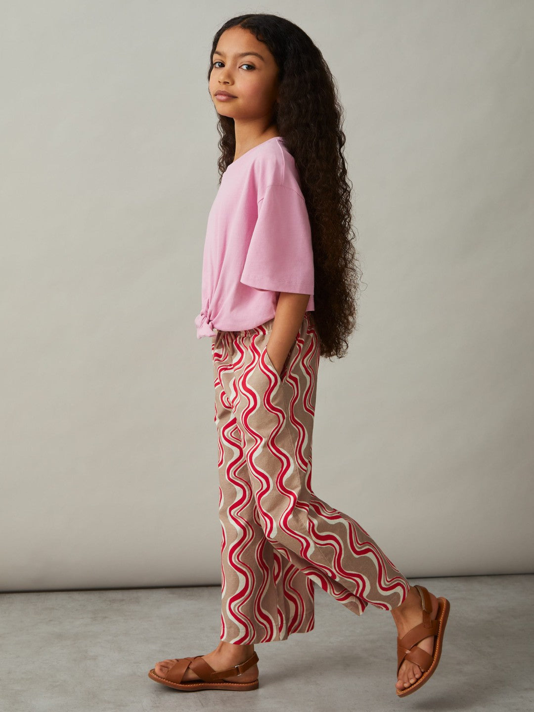 Cotton Linen Printed Trousers Red | Children & Baby