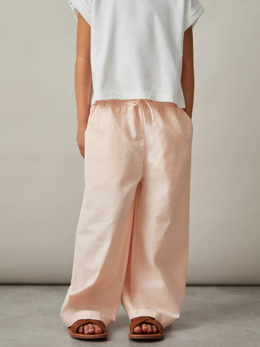 Cotton-Linen Drawstring Trousers Pink | Children & Baby