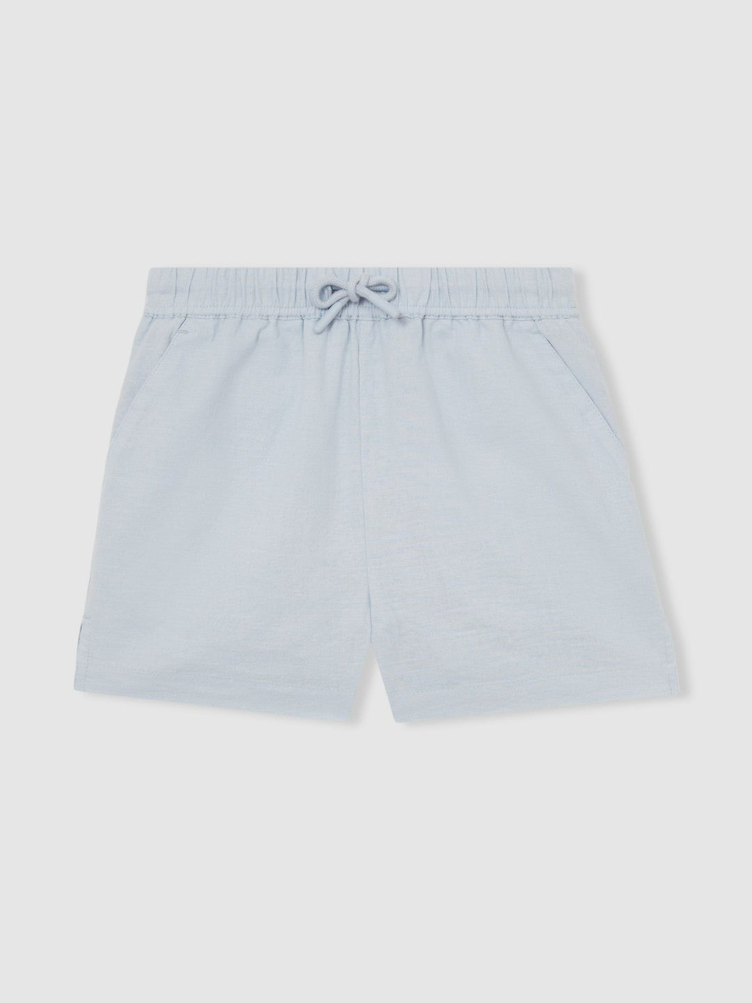 13-14 yrs Cotton-Linen Drawstring Shorts Soft Blue | Children & Baby