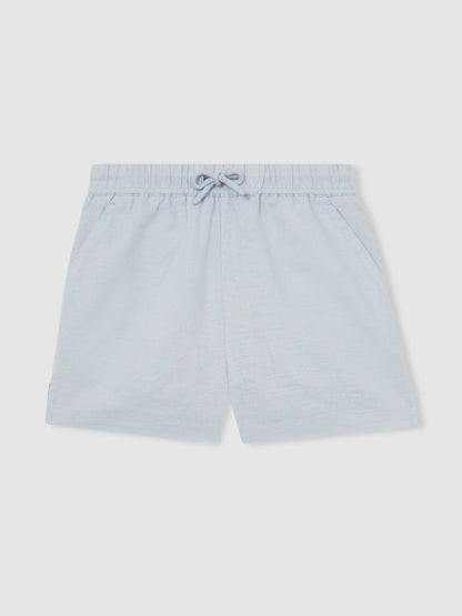 13-14 yrs Cotton-Linen Drawstring Shorts Soft Blue | Children & Baby