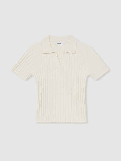 4-9 yrs Rib-Knit Polo Top Ivory | Children & Baby