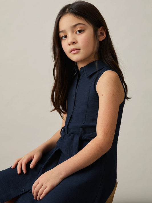 9-13 yrs Tie-Waist Collared Dress Blue | Children & Baby