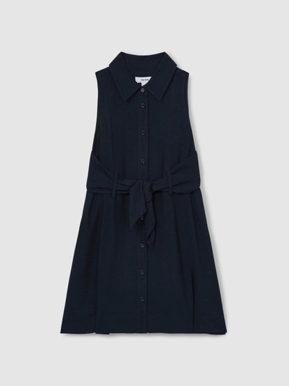 13-14 yrs Tie-Waist Collared Dress Blue | Children & Baby