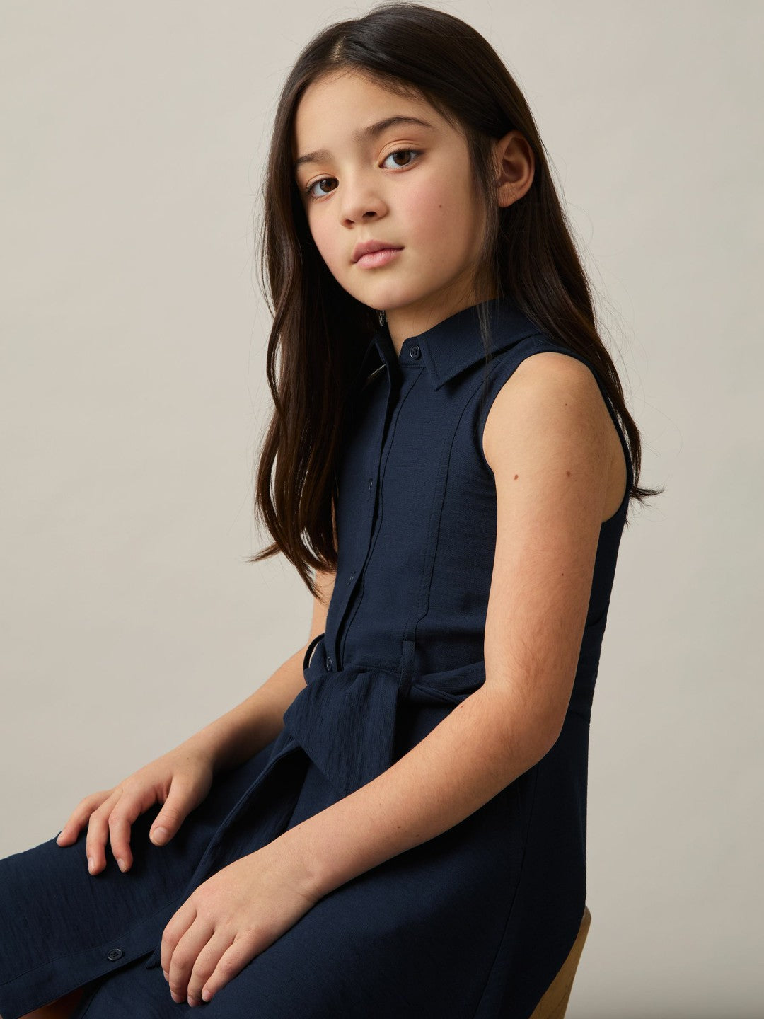 13-14 yrs Tie-Waist Collared Dress Blue | Children & Baby
