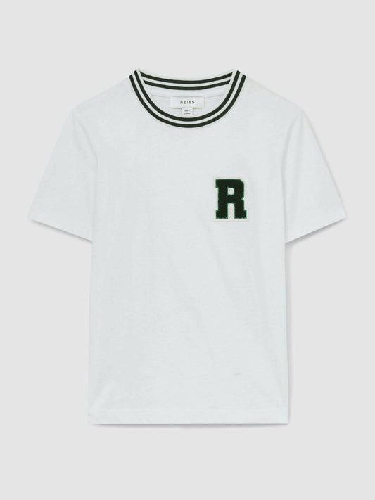13-14 yrs Cotton Letter Patch T-Shirt White | Children & Baby