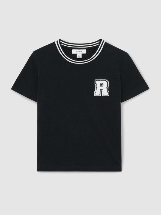 13-14 yrs Cotton Letter Patch T-Shirt Navy | Children & Baby