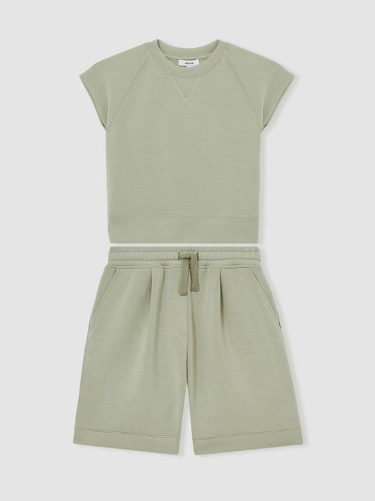 4-9 yrs Modal-Blend Sweatshirt And Shorts Set Sage | Children & Baby