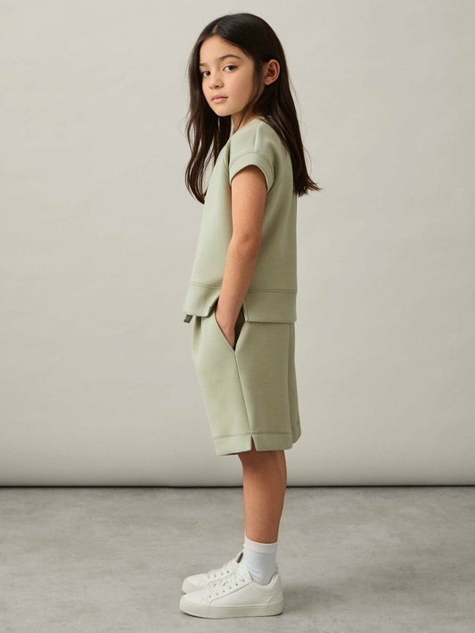 9-13 yrs Modal-Blend Sweatshirt And Shorts Set Sage | Children & Baby