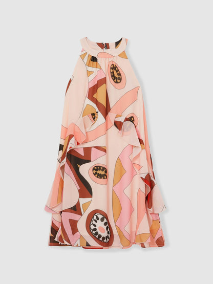 9-13 yrs Printed Ruffle-Trim Dress Pink | Children & Baby