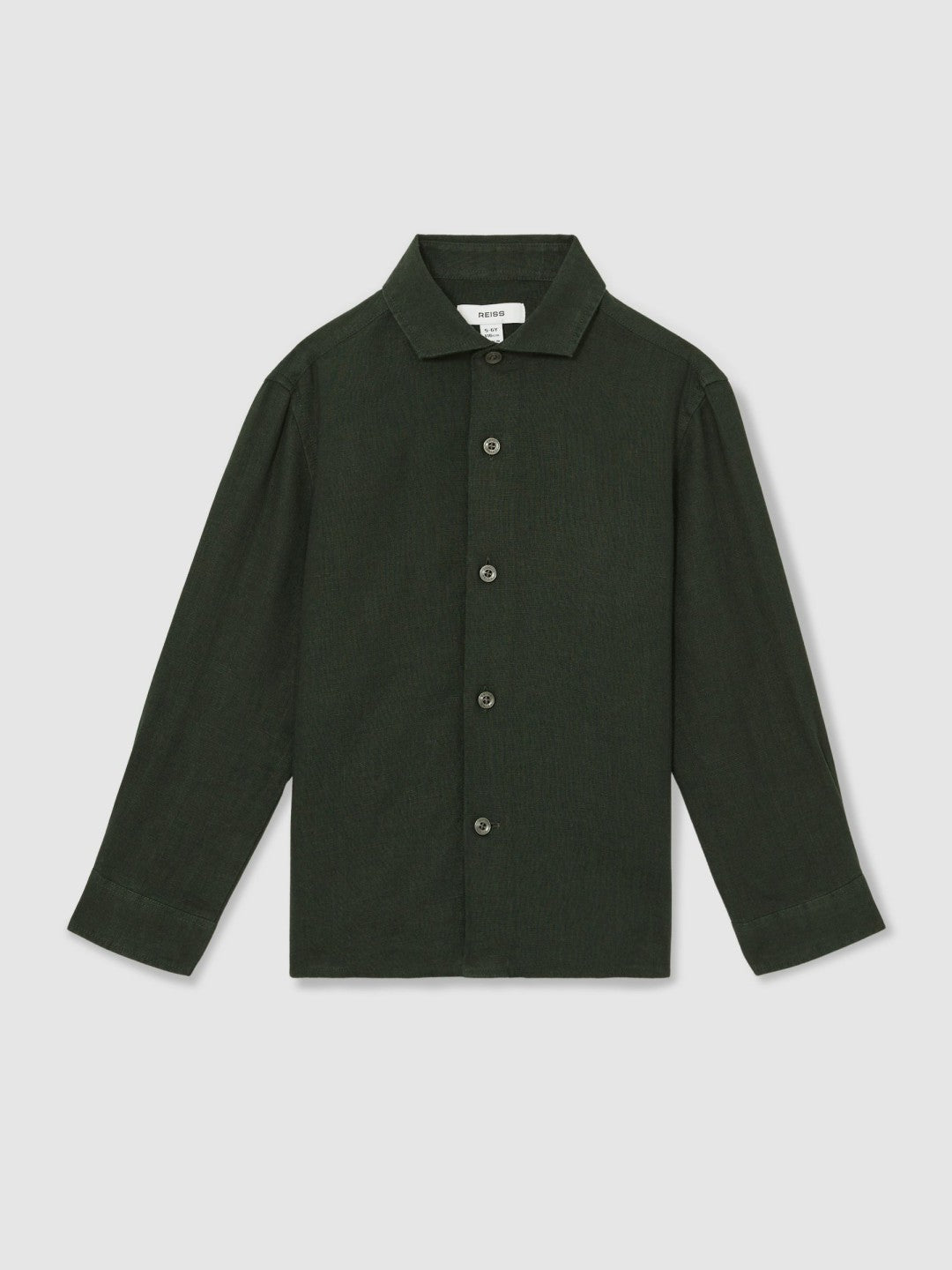 3-9 yrs Linen Cutaway Collar Shirt Dark Green | Children & Baby