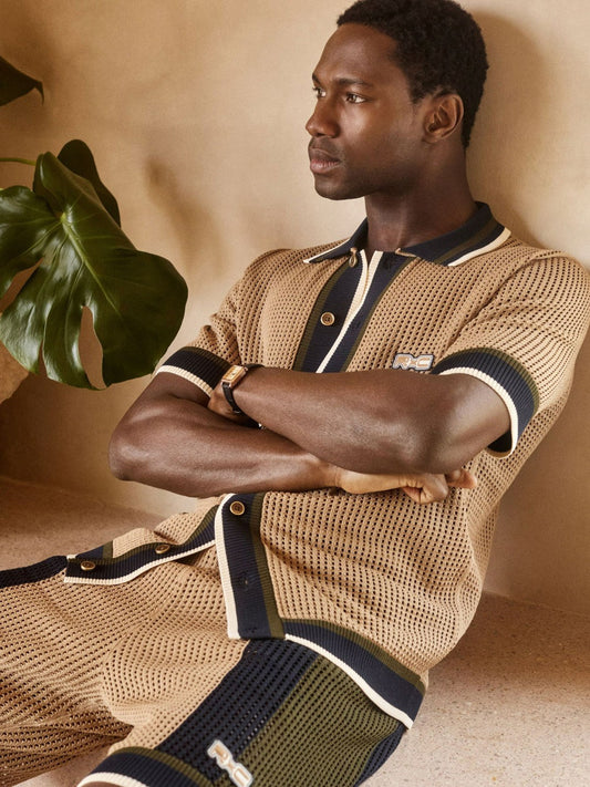 | Ché Crochet Tipped Shirt Camel | Men