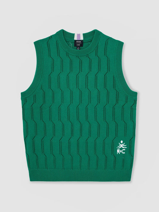 Ché Pointelle Crew-Neck Vest Bright Green | Men